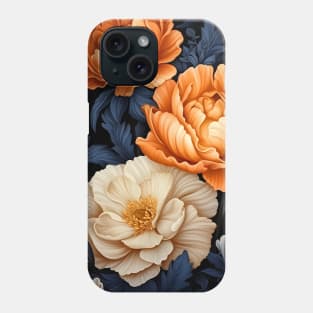 Navy and orange seamless floral pattern Phone Case