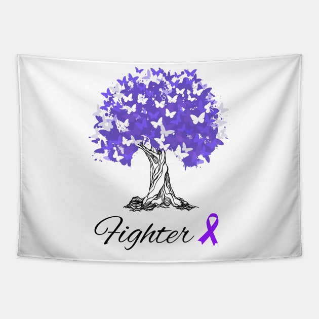 Raising Support & Awareness Fighter Tree With Butterflies Tapestry by MerchAndrey