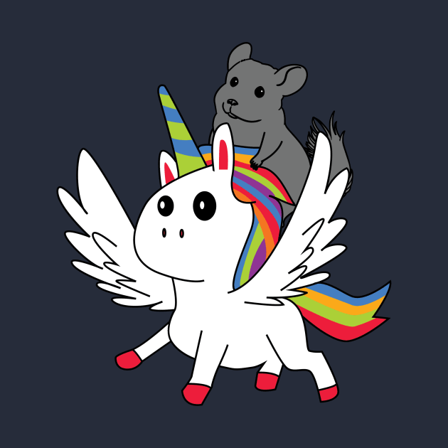 Chinchilla Riding A Unicorn Cartoon by BasicBeach