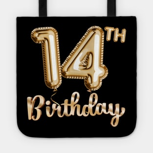 14th Birthday Gifts - Party Balloons Gold Tote