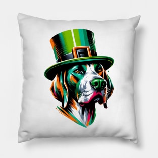 Portuguese Pointer Ready for Saint Patrick's Day Fun Pillow