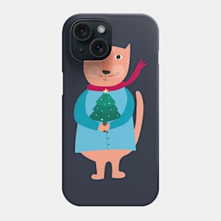 Cat with christmas tree Phone Case