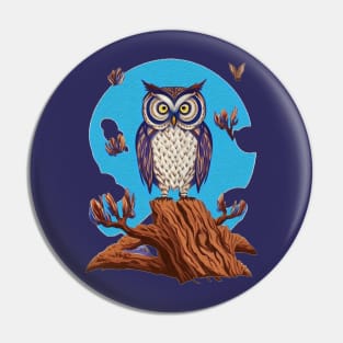 Owl on a Stump Pin