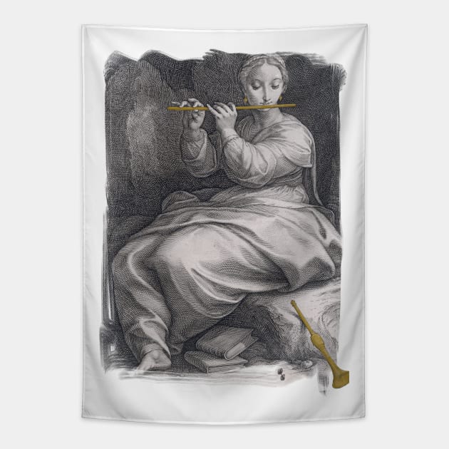 Euterpe With Flute Tapestry by quingemscreations