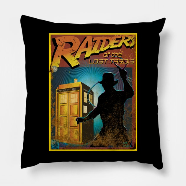 RAIDERS OF THE LOST TARDIS Pillow by KARMADESIGNER T-SHIRT SHOP