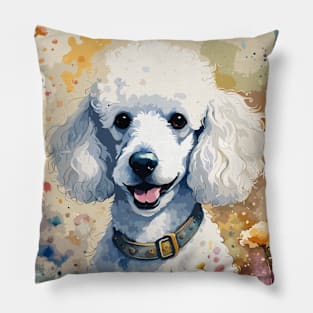 White Poodle Watercolor painting design Pillow