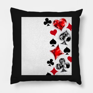 Gray Background with Polygonal Playing Cards Symbols Pillow