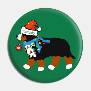 Naughty Christmas Bernese Mountain Dog Pin