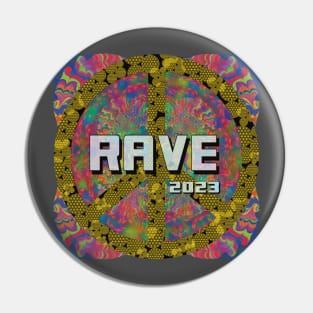 Rave 2023 with flower of life peace symbol Pin