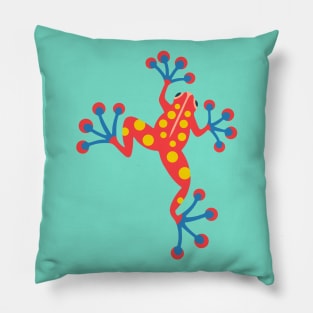 FUN FROGGY WITH BIG FEET Cute Red Spotted Frog Amphibian Nature - UnBlink Studio by Jackie Tahara Pillow