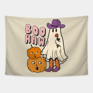 Halloween Boo Haw Ghost Funny Cowboy Cowgirl Tapestry