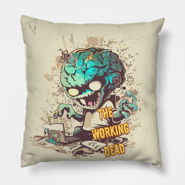 The working dead - funny zombie worker Pillow by TomFrontierArt