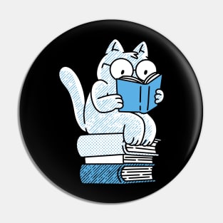 CatSitting On Books And Reading Cat Reading Book For Book Lover Cat Lover Pin