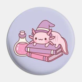 Cute Axolotl On Books Witches Familiar Pin