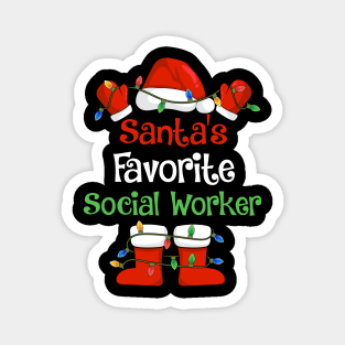 Santa's Favorite Social Worker Funny Christmas Pajamas Magnet