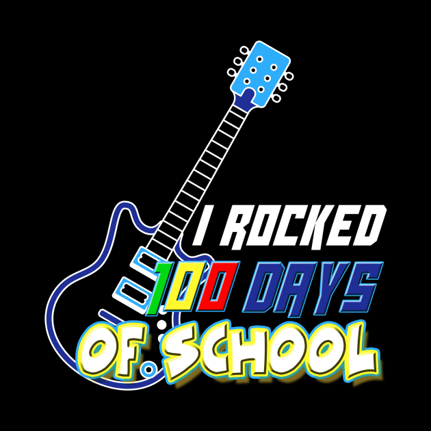 100th Day Of School Guitar Music Student by Skull Listening To Music