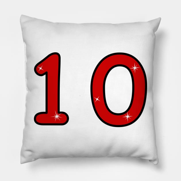 tenth, ten, 10, number ten, 10 years, 10 year old, number 10,  Numeral 10, 10th birthday gift, 10th birthday design, anniversary, birthday, anniversary, date, 10th grade Pillow by grafinya