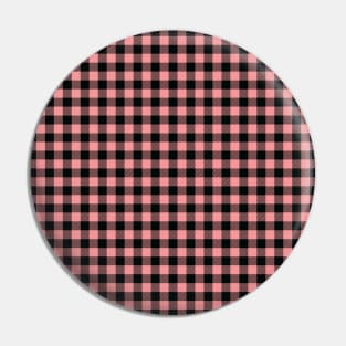 Gingham Check Pattern Stripes Black and Pink Pin