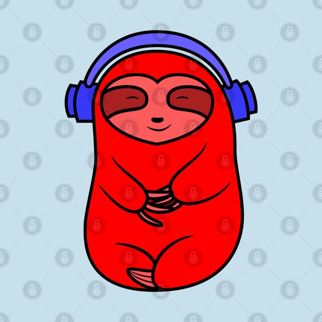 Happy Red Sloth Listening to Music by SubtleSplit