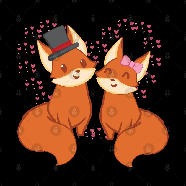 Fox Cute Fox Fox Lover Husband And Wife Fox Valentines T Pillow Teepublic 7117