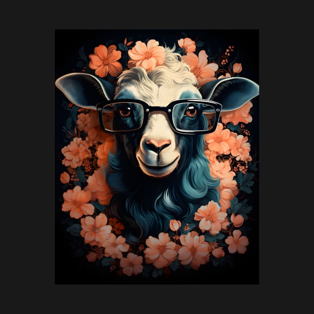 Whimsical Goat wearing Glasses Florals Design by The Whimsical Homestead