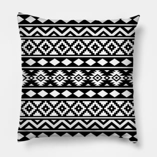 Aztec Essence Pattern White on Black Pillow