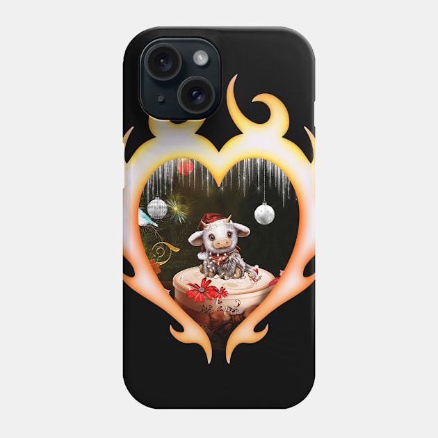 Cute little christmas cow with bird Phone Case by Nicky2342