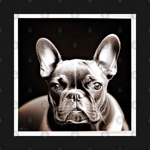 Detailed & Exquisite Frenchie: A Chromatic Photorealistic Greyscale Portrait by Mister Carmine