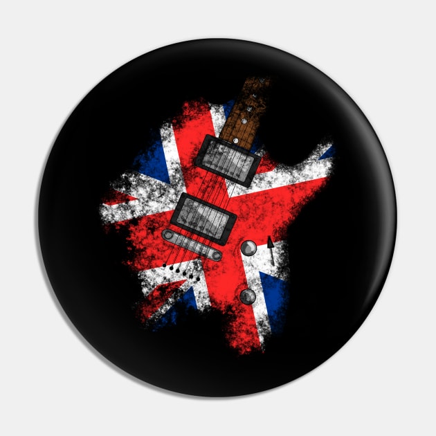 Electric Guitar UK Flag Guitarist Brit Rock Pin by doodlerob