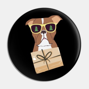 Boxer Dog Christmas Design Pin