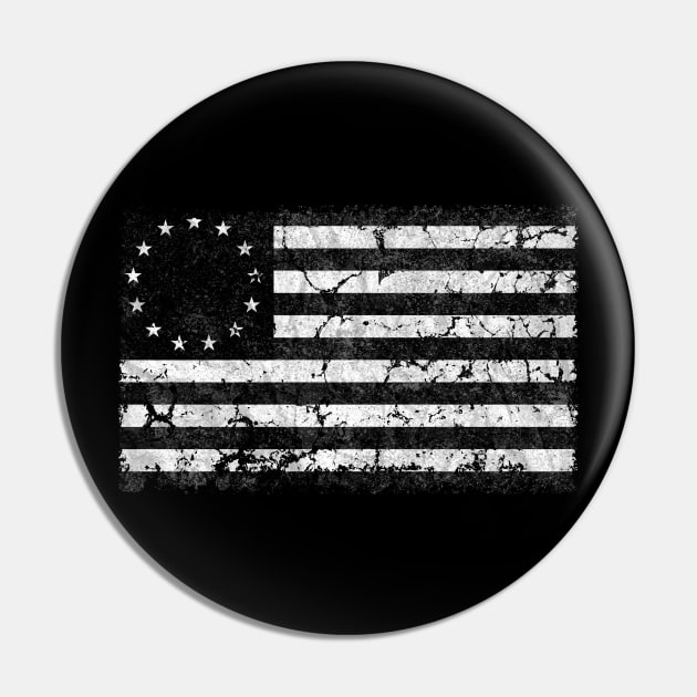 US Flag 1776, Black and White Pin by cartogram