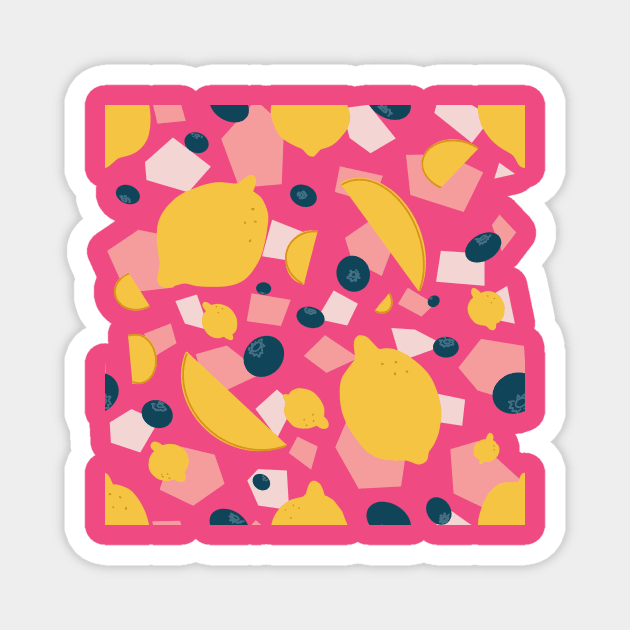 Pink Blueberry Lemonade Pattern Magnet by Emberpixie