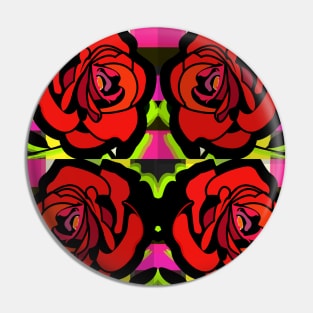 Four Red Roses Pin