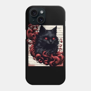 Cool Spooky Abstract Art Black Cat Demon Phone Case