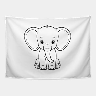 Cute Baby Elephant Animal Outline Tapestry