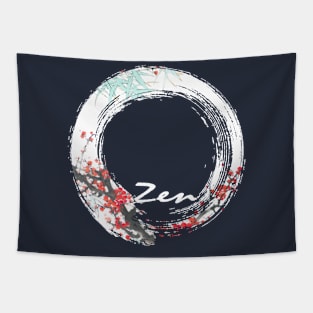 Zen with Chinese Ink Plum Bamboo with dots Tapestry