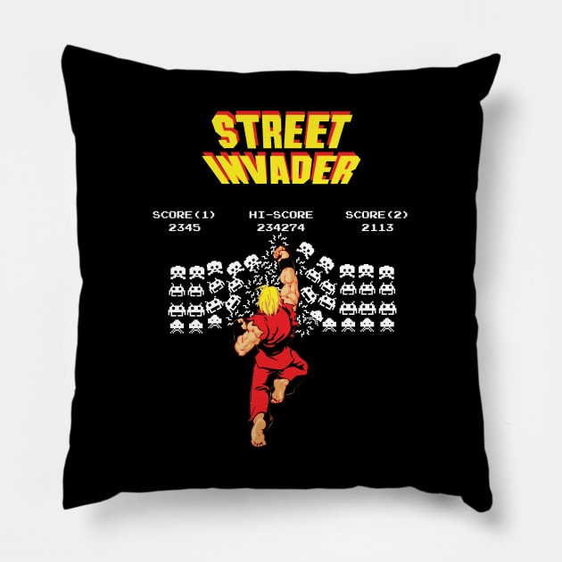 Street Invader Pillow by retrogameraddict