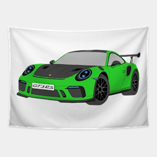 Porsche GT3 RS car Selfmade Green Tapestry