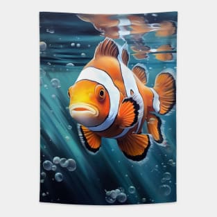 Oil paint Hyperrealism: Amazing Zoo Clownfish Tapestry