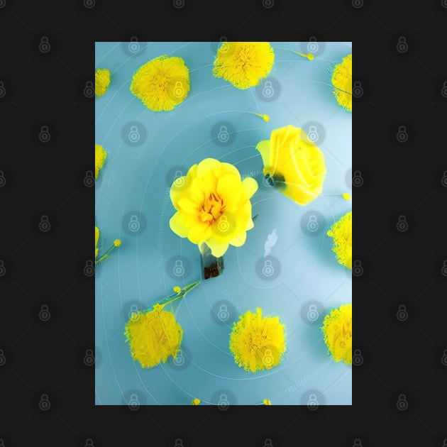 LOVELY YELLOW FLOWERS BLUE BACKGROUND by sailorsam1805