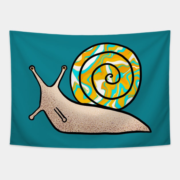 Psychedelic Snail Yellow and Blue Shell Snail Tapestry TeePublic