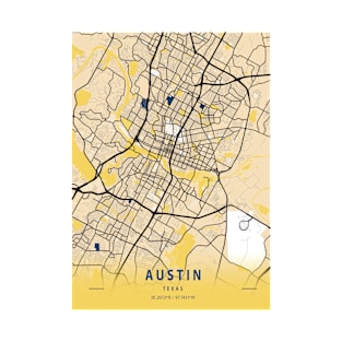 Austin - Texas Yellow City Map T-Shirt