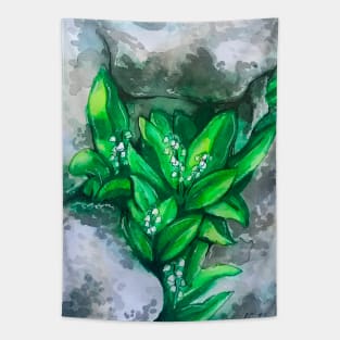 Watercolor Lily of the Valleys Tapestry