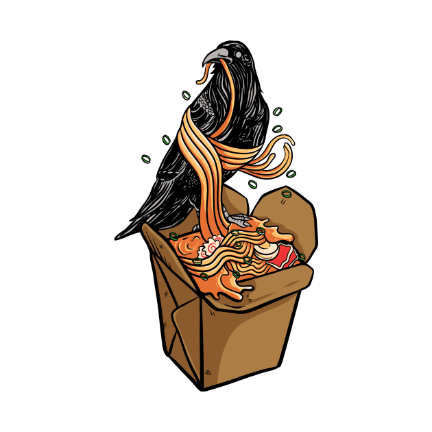 Amazing crow eating delicious ramen box by BlindVibes