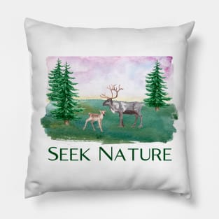 Hiking Gift Hiker Design Seek Nature Deer Elk AT shirt Pillow