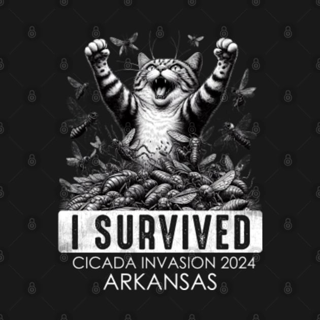 Arkansas Cicada Invasion Survivor Funny Cat by GreenCraft