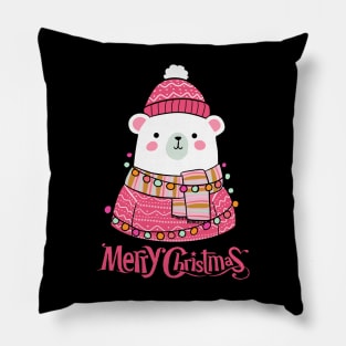 Merry Christmas a cute polar bear ready for the holidays Pillow