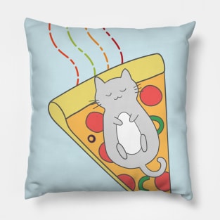 Pizza Cat Snoozing in Space Pillow