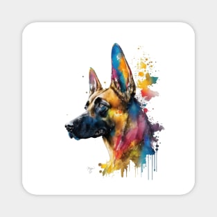 Belgian Malinois Dog In Watercolor & Pen Magnet