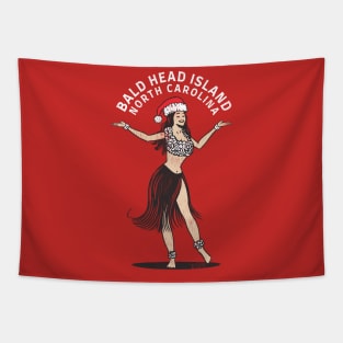 Bald Head Island, NC Christmas Vacationing Holiday Hula Girl Tapestry